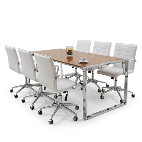 İstanbul Ofis Mobilya marka 190x90 cm ahşap tablalı ve metal ayaklı modern ofis toplantı masası