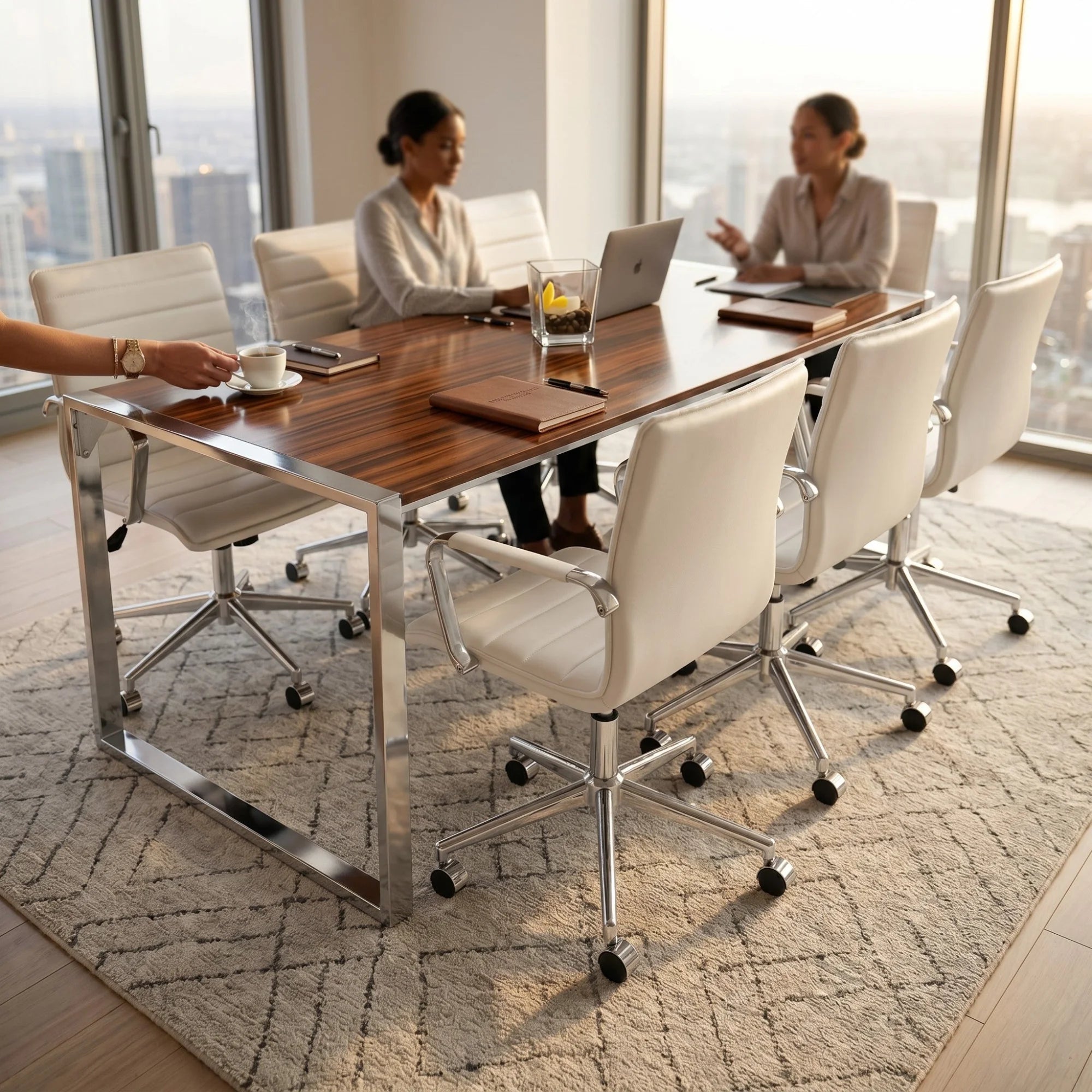 İstanbul Ofis Mobilya 190x90cm ahşap yüzeyli ve metal ayaklı modern toplantı masası