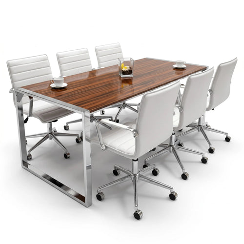 İstanbul Ofis Mobilya Apple 190x90cm ahşap görünümlü, metal ayaklı modern toplantı masası