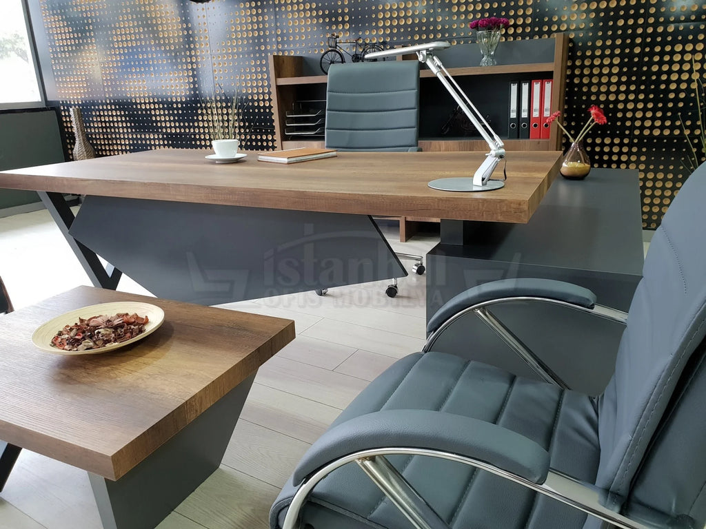 İstanbul Ofis Yönetici Masa Takımı Elegant - Barok Antrasit ISTANBUL