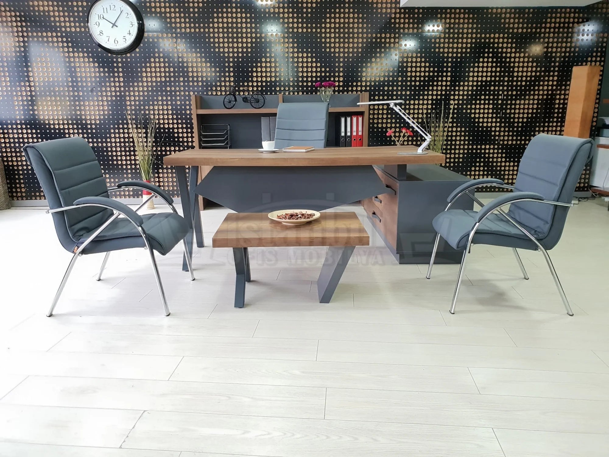 İstanbul Ofis Yönetici Masa Takımı Elegant - Barok Antrasit ISTANBUL