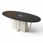 İstanbul Ofis Mobilya marka, koyu renkli oval tablalı ve modern beyaz ayaklı 200x120 cm Kaduna toplantı masası.