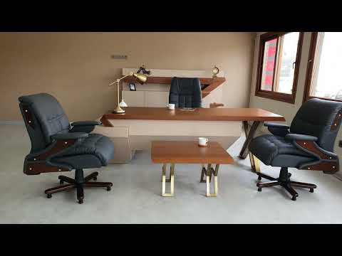 Conjunto de muebles de oficina ejecutivos dorados