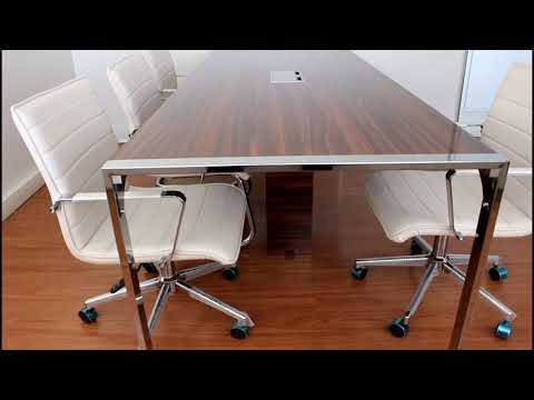 Mesa de reuniones grande Apple Hg. Nogal con patas en U cromadas