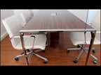 Mesa de reuniones grande Apple Hg. Nogal con patas en U cromadas